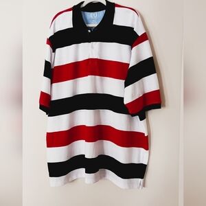 Linea Uomo Striped Polo Shirt 4XL Red Black Preppy Casual Big And‎ Tall